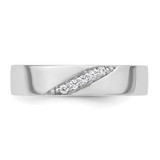 Sterling Silver Rhodium-plated Polished White CZ Mens Size 9 Band Ring