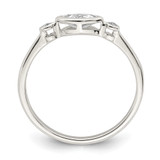 Sterling Silver Rhodium-plated Polished White Topaz Ring - QR-E39551FC-5608