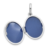 Sterling Silver Rhodium-plated Polished with Beaded Border 17mm Oval Locket