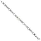 Sterling Silver Rhodium-plated Polished/Textured Fancy Link 7.5in Bracelet