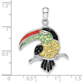 Sterling Silver Rhodium-plated Preciosa Crystal Toucan Pendant