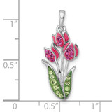 Sterling Silver Rhodium-plated Preciosa Crystal Tulips Pendant