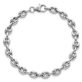 Sterling Silver Rhodium-plated Puffed Anchor/Mariner Link 7.5 inch Bracelet - QG-89A70844-7164