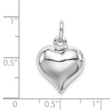 Sterling Silver Rhodium-plated Puffed Heart Charm - QC-16F7F5B0-7573