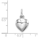 Sterling Silver Rhodium-plated Puffed Heart Charm - QC-B6671C64-7270