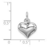 Sterling Silver Rhodium-plated Puffed Heart Charm - QC-CDA392BA-2835