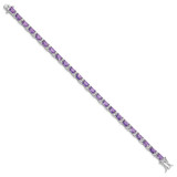 Sterling Silver Rhodium-plated Purple and Clear CZ Bracelet - QX-24F1F580-2727