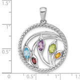 Sterling Silver Rhodium-plated Rainbow Multi-Gemstone Pendant - QP-548BBCD1-9313