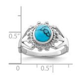 Sterling Silver Rhodium-plated Reconstituted Turquoise Ring - QR-E0E1D3C5-4132