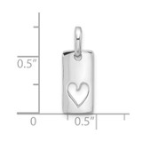 Sterling Silver Rhodium-plated Rectangle Cutout Heart Pendant