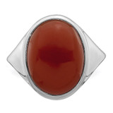 Sterling Silver Rhodium-plated Red Agate Ring - QR-4B262A1A-7717