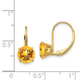 14k 7mm Citrine Leverback Earrings