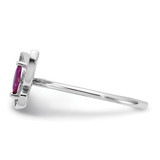 Sterling Silver Rhodium-plated Red and White CZ Butterfly Ring - QR-B8E98946-6274