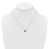 Sterling Silver Rhodium-plated Red Enameled Heart Lock and Key 16 inch with 1 inch extension Necklace