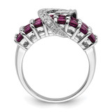 Sterling Silver Rhodium-plated Rhodolite Garnet & Diamond Ring - QR-59FF852A-1827