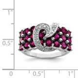 Sterling Silver Rhodium-plated Rhodolite Garnet & Diamond Ring - QR-59FF852A-1827