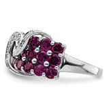 Sterling Silver Rhodium-plated Rhodolite Garnet & Diamond Ring - QR-81FD1819-8488