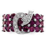 Sterling Silver Rhodium-plated Rhodolite Garnet & Diamond Ring - QR-C73B469A-7186