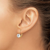 14k 7mm Cubic Zirconia Leverback Earrings
