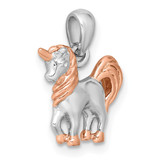 Sterling Silver Rhodium-plated Rose Gold-plated 3D Unicorn Pendant