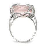 Sterling Silver Rhodium-plated Rose Quartz/White Sapphire Ring - QR-C62F2829-7026