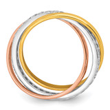 Sterling Silver Rhodium-plated Rose-tone and Gold-tone Polished CZ Intertwined Triple Band Size 7 Ring