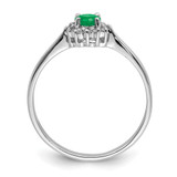 Sterling Silver Rhodium-plated Round Emerald & Diamond Ring - QR-16E3DE1A-7525