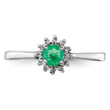 Sterling Silver Rhodium-plated Round Emerald & Diamond Ring - QR-16E3DE1A-7525
