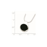 Sterling Silver Rhodium-plated Round Onyx Pendant Necklace
