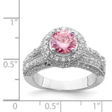 Sterling Silver Rhodium-plated Round Pink and White CZ Ring - QR-612DFDB1-2650
