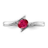 Sterling Silver Rhodium-plated Ruby and Diamond Ring - QR-416810AF-4064