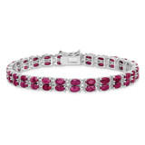 Sterling Silver Rhodium-plated Ruby Bracelet - QX-9AB2DA20-5996