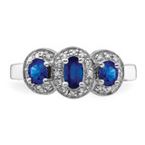 Sterling Silver Rhodium-plated Sapphire & Diamond Ring - QD-0AFBEE9D-2945