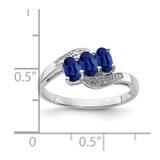Sterling Silver Rhodium-plated Sapphire & Diamond Ring - QD-BC4C6C2C-3538