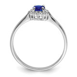 Sterling Silver Rhodium-plated Sapphire & Diamond Ring - QR-204AF0F5-3807