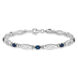 Sterling Silver Rhodium-plated Sapphire and Diamond Bracelet - QX-0258F6EF-8147
