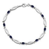 Sterling Silver Rhodium-plated Sapphire and Diamond Bracelet - QX-0258F6EF-8147