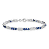 Sterling Silver Rhodium-plated Sapphire and Diamond Bracelet - QX-EACF0C98-5479