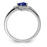 Sterling Silver Rhodium-plated Sapphire and Diamond Ring - QR-7BF02102-7240