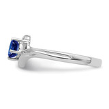 Sterling Silver Rhodium-plated Sapphire and Diamond Ring - QR-7BF02102-7240