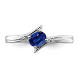 Sterling Silver Rhodium-plated Sapphire and Diamond Ring - QR-7BF02102-7240