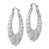 Sterling Silver Rhodium-plated Satin & D/C Shrimp Oval Hoop Earrings - QE-DCDD95E1-3726