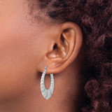 Sterling Silver Rhodium-plated Satin & D/C Shrimp Oval Hoop Earrings - QE-DCDD95E1-3726