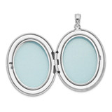 Sterling Silver Rhodium-plated Satin & Enameled Floral 34mm Oval Locket