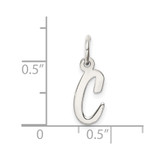 Sterling Silver Rhodium-plated Script Letter C Initial Charm - QC-E434BC70-2837