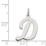 Sterling Silver Rhodium-plated Script Letter D Initial Charm - QC-09B16FFF-1357