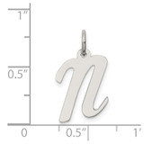 Sterling Silver Rhodium-plated Script Letter N Initial Charm - QC-9F77F331-1796