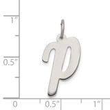 Sterling Silver Rhodium-plated Script Letter P Initial Charm - QC-6AA08858-5120