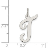 Sterling Silver Rhodium-plated Script Letter T Initial Charm - QC-55E10119-6565