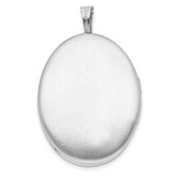 Sterling Silver Rhodium-plated Scroll Design 26x20mm Oval Locket